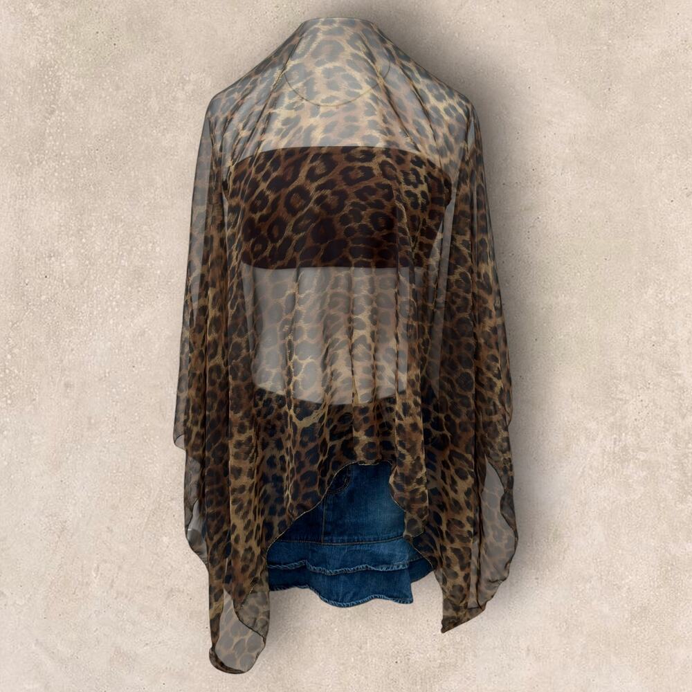 Sheer Leopard Print Scarf Wrap Cheetah Animal Print Sarong